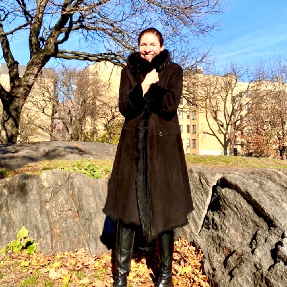 Nigel Preston & Knight long Black Shearling Coat M